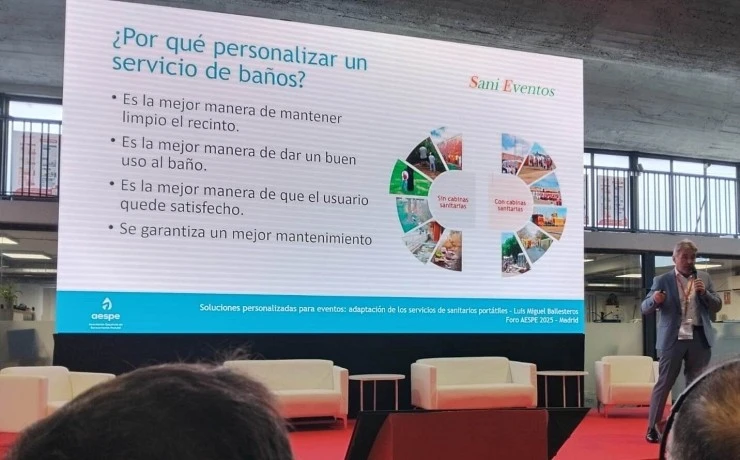 Luis Miguel de Sani Eventos participando en el foro AESPE 2025.