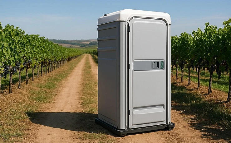 Baño portátil en el campo para la vendimia